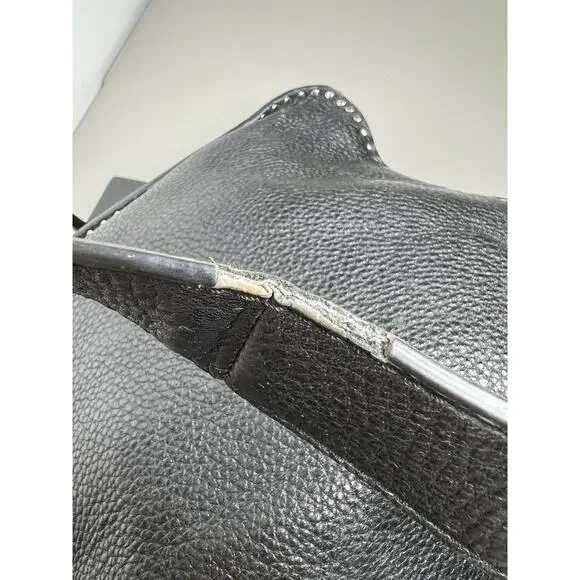 Michael Kors Handbag Astor Studded Black Leather Shoulder Bag Slouchy - Picture 6 of 16